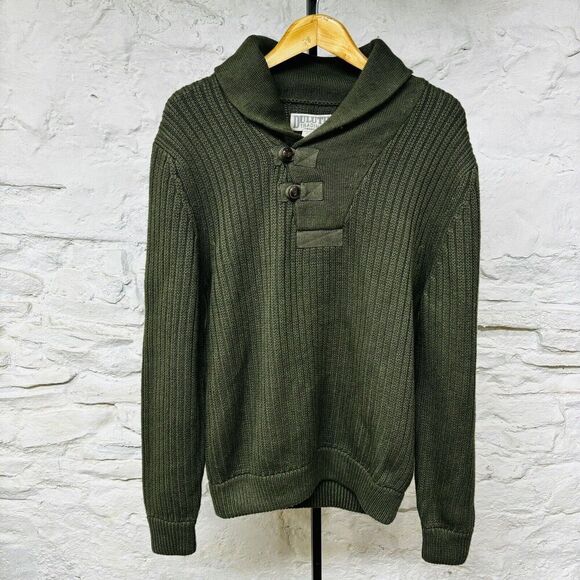 NWT Duluth Trading Co Infantry Sweater High Neck Wool Blend Green $89 Men’s Med - Picture 1 of 7